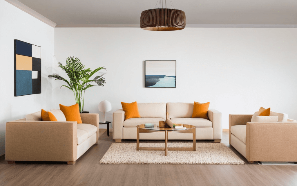 a minimalist living room designed in an elegant style