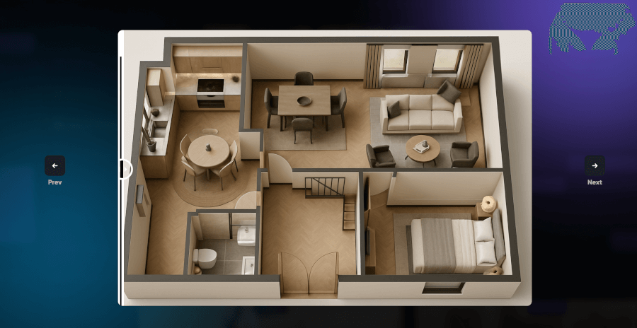 an example of a generated 3D floorplan