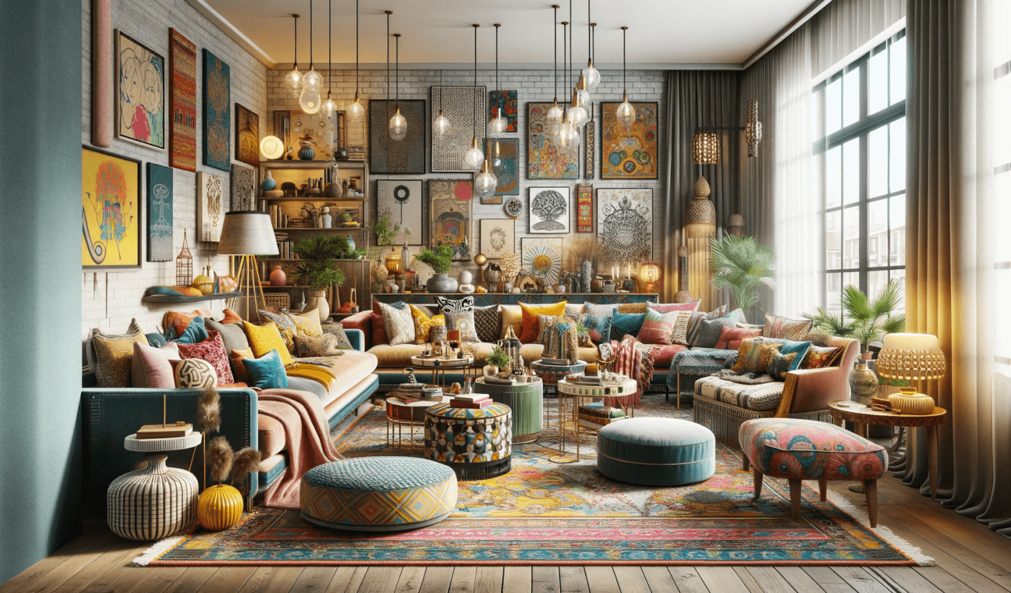 a living room designed in a eclectic style