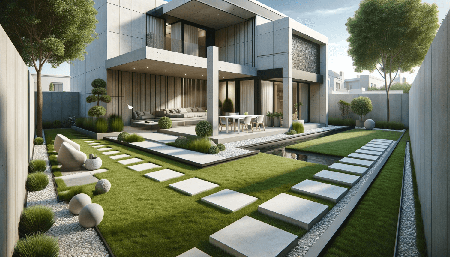 a backyard designed in a minimalist style