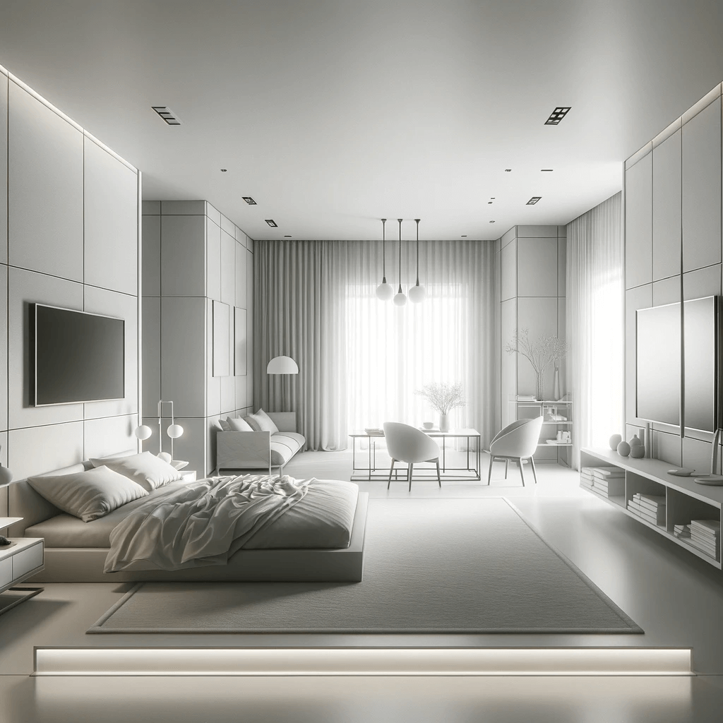 a bedroom designed in minimalist style