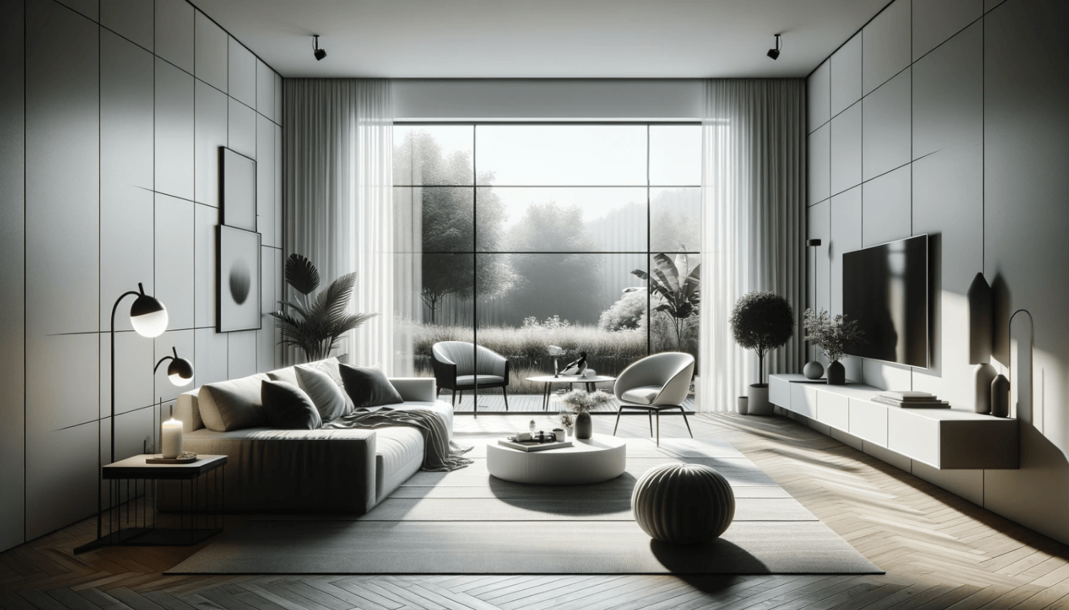 a living room designed in a minimalist style