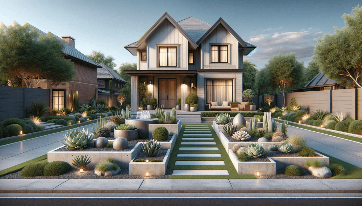 a front house design with the name Minimalist Oasis