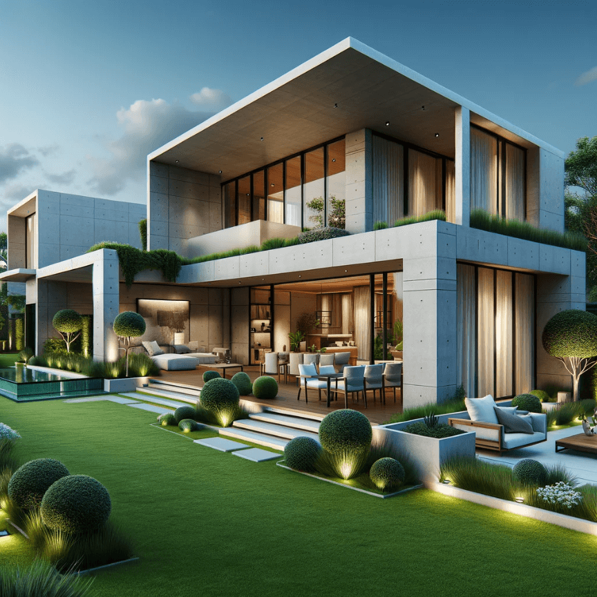 a garden designed in a modern style