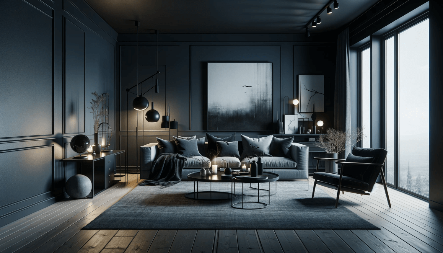 a room designed in a nordic noir style