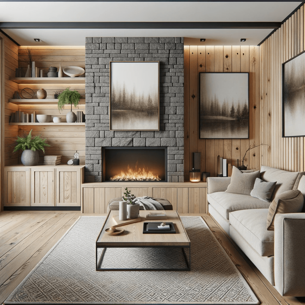 Rustic Modern Living Room with Fireplace