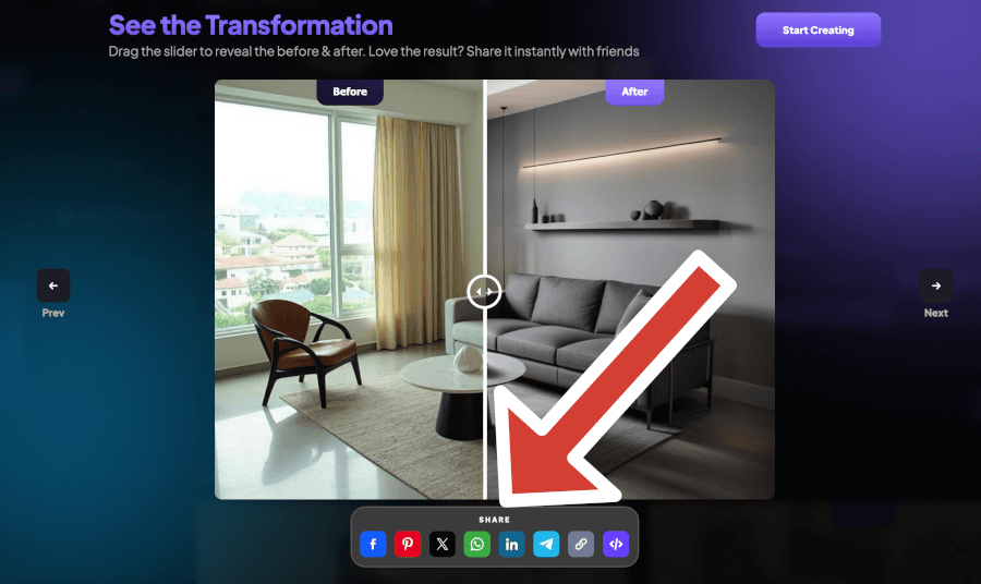 The new share option button section