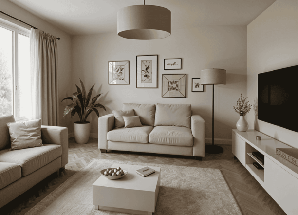 an empty room with furniture removed