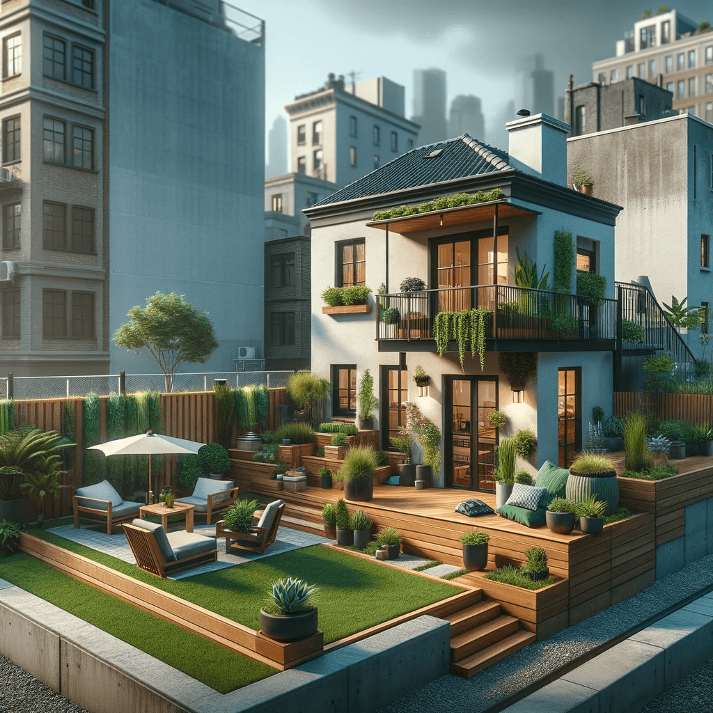 a house with a backyard named the Urban Oasis